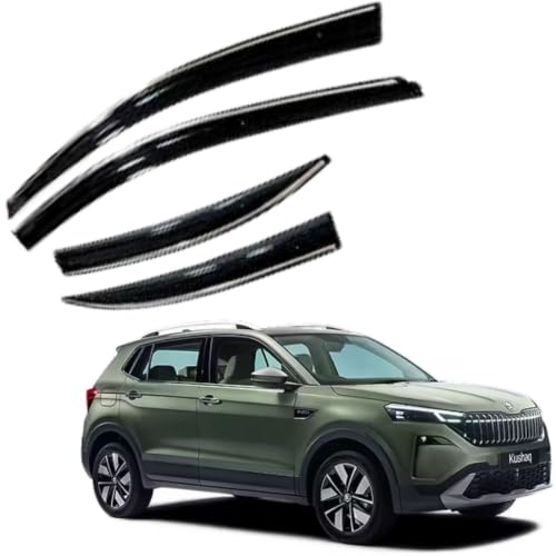 Image of CAR SAAZ Chrome Line Door Visor for KUSHAQ (2026-Present) (Set of 4Pcs) | Wind Deflector | Rain Guard