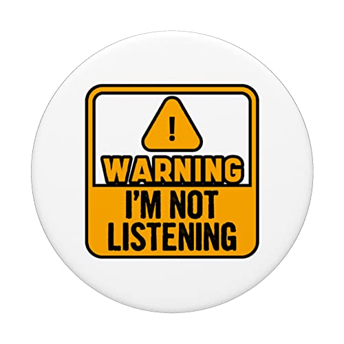 Warning I'm Not Listening -----. PopSockets Swappable PopGrip, Black - Image 3
