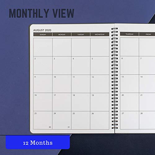 Delane Weekly Planner 2020-2021 - Spiral Bound Hourly Appointment Book – Schedule Your School or Business Calendar – Annual Organizer Agenda with Premium Paper, Black