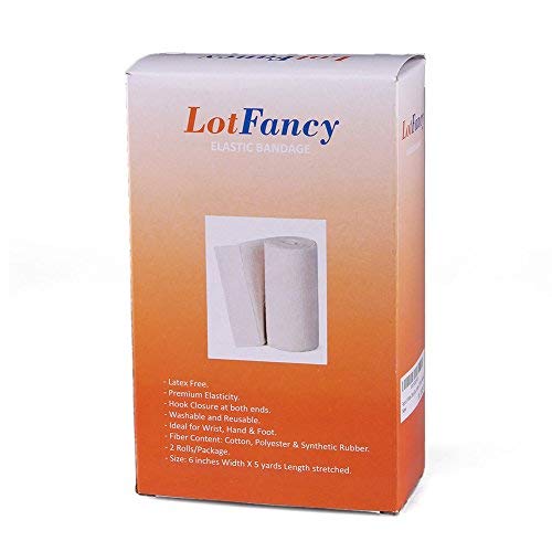 Cotton Elastic Bandage Wrap, (6 Inches Wide X 15 Feet), 2 Rolls Compression Bandage With Hook-And-Loop Closure On Both Ends, Support & First Aid For Wound Care, Swelling, Sprained Ankle #TOP7