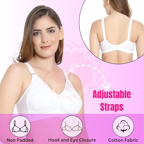 Image of Fashiol Women's Cotton Minimizer Saree Bra | Plus Size Full Coverage Non-Padded Heavy Bust Everyday Ladies Bras - 34 Till 50