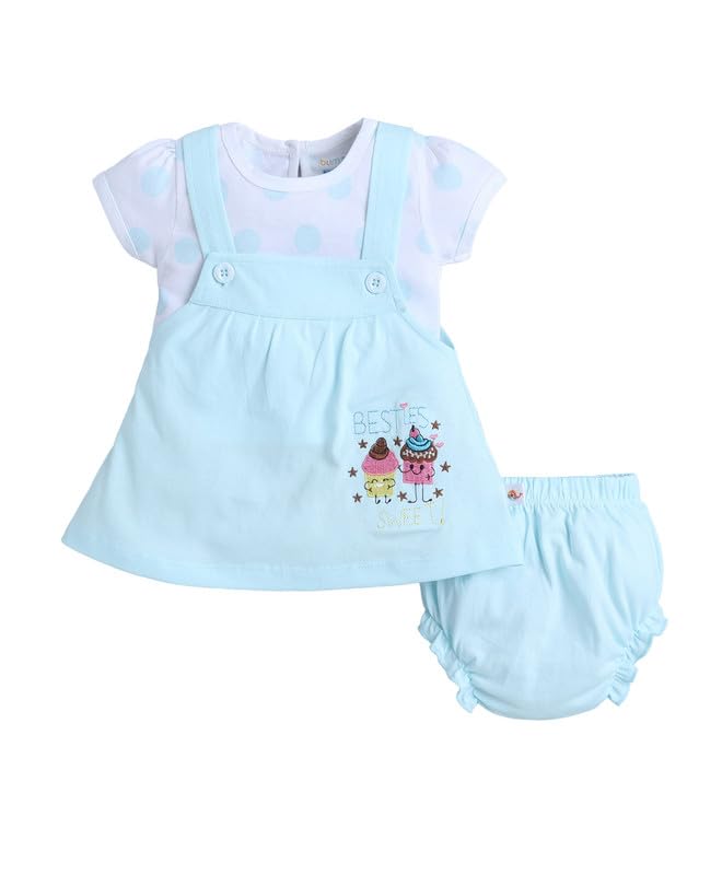 Girls Regular Fit Cap Sleeves Round Neck Cotton Frock with Inner Top & Panty-image-24