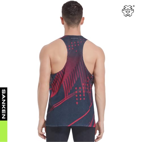 Sanken メンズシームレスランニングタンクトップ M ブラック