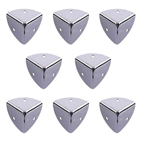 Tiazza 8Pcs Metallic Iron Furniture Audio Three-Sided Sector Tool Box Corner Protectors Aluminum Box Small Angle Guard Cover