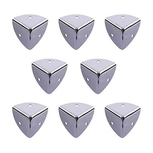 Tiazza 8Pcs Metallic Iron Furniture Audio Three-Sided Sector Tool Box Corner Protectors Aluminum Box Small Angle Guard