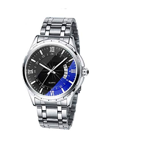 Preisvergleich Produktbild Herren-Quarzuhr mit feinem Stahlband, Leuchtend blaues Licht