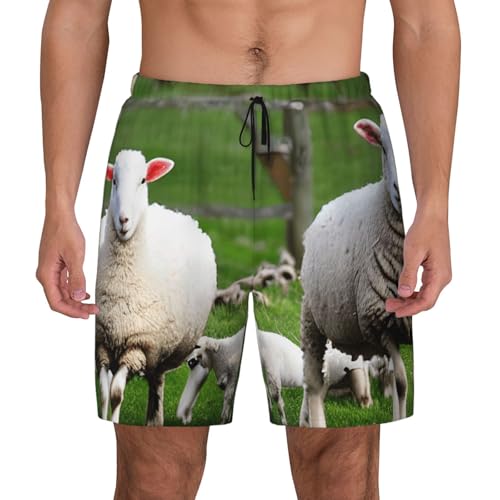 Traje de baño para hombre transpirable y ligero con estampado de ovejas divertidas