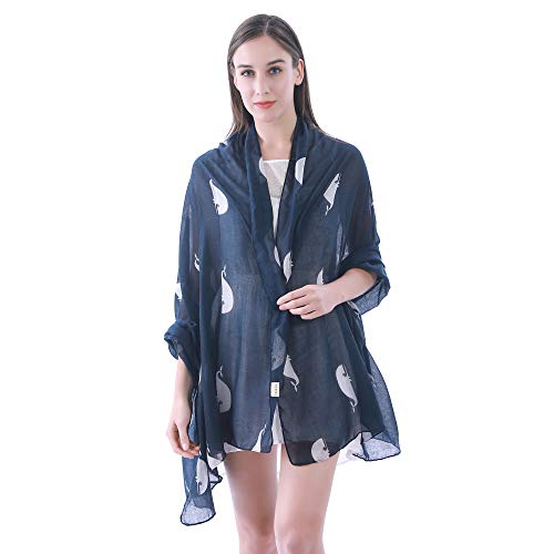 Lina & Lily Ocean Whales Print Women's Scarf Shawl Wrap Lightweight4
