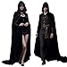 Produktbild Bkpaweero Umhang Mit Kapuze, Lange Samt Cape Vampir Kostüm Halloween Für Damen Herren Kinder Erwachsene, Cosplay Party Karneval, Schwarz