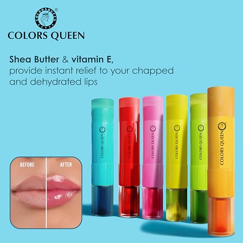 Image of Colors Queen Magic Color 2 in1 Lip Balm & Lip Oil - Strawberry, 4.5g | Nourishing & Moisturizing Lip oil for Dry and Chapped Lips | Tinted Lip Balm for Women Enriched with Shea Butter & Vitamin E