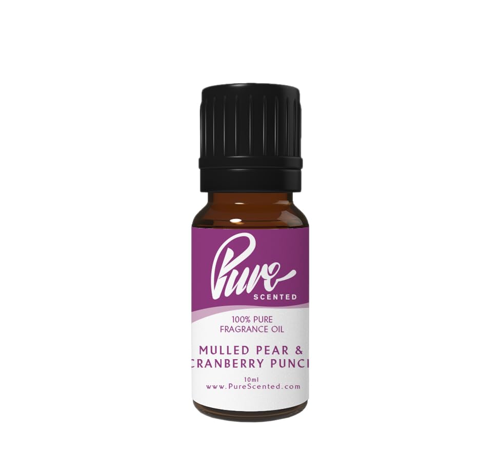 Pure Scented 10ml Fragrance Oils - 1 x 10ml Suitable for Candles, Soaps, Slime, Diffusers, Cosmetics, Wax Melts, Designer (1 x 10ml, Mulled Pear & Cranberry Punch)