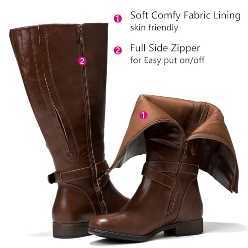 Luoika Women's Extra Wide Calf Knee High Boots, Wide Width Plus Size Boots Low Heel Side Zipper Tall Boots3