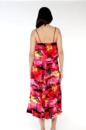 Image of Hawaii Hangover Family Matching Hawaiian Clothes, Sunset Red | Family matching Hawaiian outfits, Sunset Red, lightweight rayon, machine washable, tropical floral print, luaus, cruises