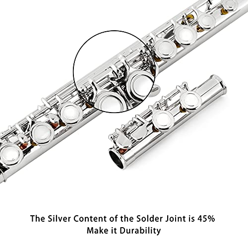 image for EastRock Closed Hole Flutes C 16 Key for Beginner, Kids, Student Silve