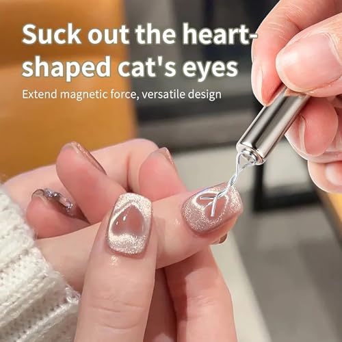 Image of 31Pcs Cat Eye Magnet for Nails, Cat Eye Gel Nail Polish Magnet Beads, 4 IN 1 Cat Eye Nail Magnetic Wand, Iron Wire for Heart Cat's Paw, Manicure Design Tools DIY Salon Accessories