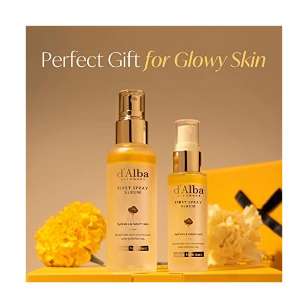 d'Alba Italienischer weißer Trüffel, veganes Geschenk für SIE, erstes Spray-Serum in voller Größe und Reisegröße und Beutel, Geschenkset für Gesichtsspray – Bild 4