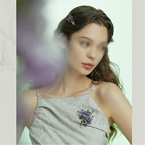 Broche en fil d'or feuille et fleurs brodées pour accessoiriser une robe - 7