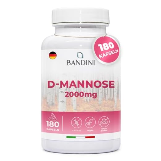 Bandini® D Mannose bei Blasenentzündung, hochdosiert, 180 Kapseln, zur Unterstützung der Harnwege, 100% vegan und gentechnikfrei, 3 Kapseln/Tag für einen 2-Monats-Vorrat