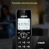 VTech CS2001 Bezprzewodowy telefon domowy Duo, Telefon stacjonarny DECT Łatwy w użyciu Dodatkowe głośne słuchanie Blokada połączeń głośnomówiących ID dzwoniącego podświetlany ekran czarny