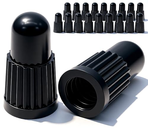 MEAJOO Black Presta Valve Caps (20 Pack) Dust & Air Stem Covers for MTB Road Bike Bicycle Fits French Valves Lightweight Plastic Tubeless Tire Valve Caps