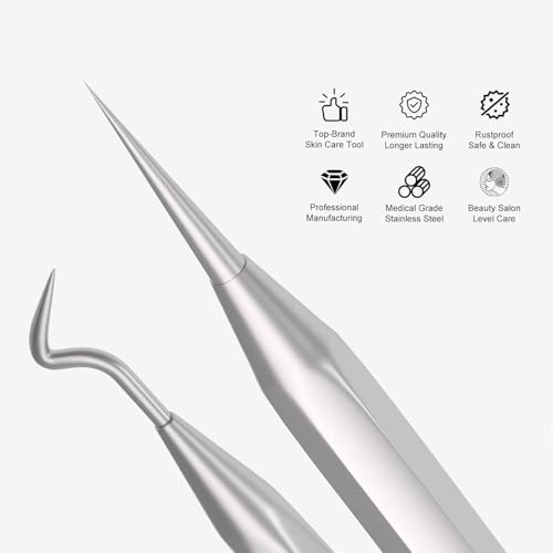 Cbiumpro 6 Pack Blackhead Remover Tools, Pimple Popper Tool Kit, Professional Blackhead Extractor for Zit, Acne, Whitehead, Comedone on Nose - with Case