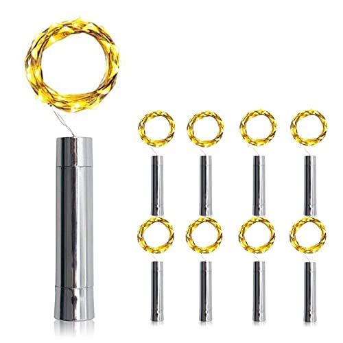 LIUNIAN Luces de botellas Luces de hadas Paquete de 8 pilas de 20 LED Cable de corcho estrellado Luz de botella de vino para botella DIY, Fiesta, Jardín, Dormitorio, Boda (Luz calida)