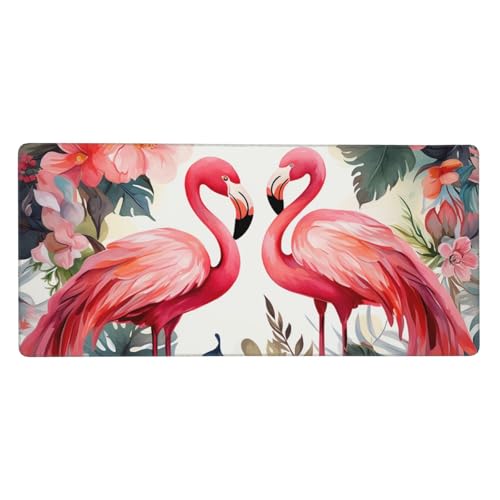 Tapis de souris de jeu antidérapant avec motif flamant rose et tapis de bureau 40x90