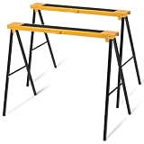 RELAX4LIFE Coppia Cavalletti per Segare Pieghevoli con Portata di 275kg ，Trespoli Pieghevoli,Set di 2 Cavalletti da Lavoro
