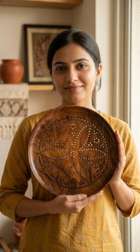 AKSHAR MART 10 Inch Sheesham Wooden Serving Plate - Image 7