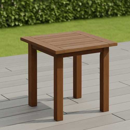 Furinno TIOMAN Outdoor Patio Side Table, Square Accent End Table, Small Outdoor Table for Garden, Porch, Balcony, Teak Oil Finish, Light Wood by Furinno - Used condition - US$53.47
