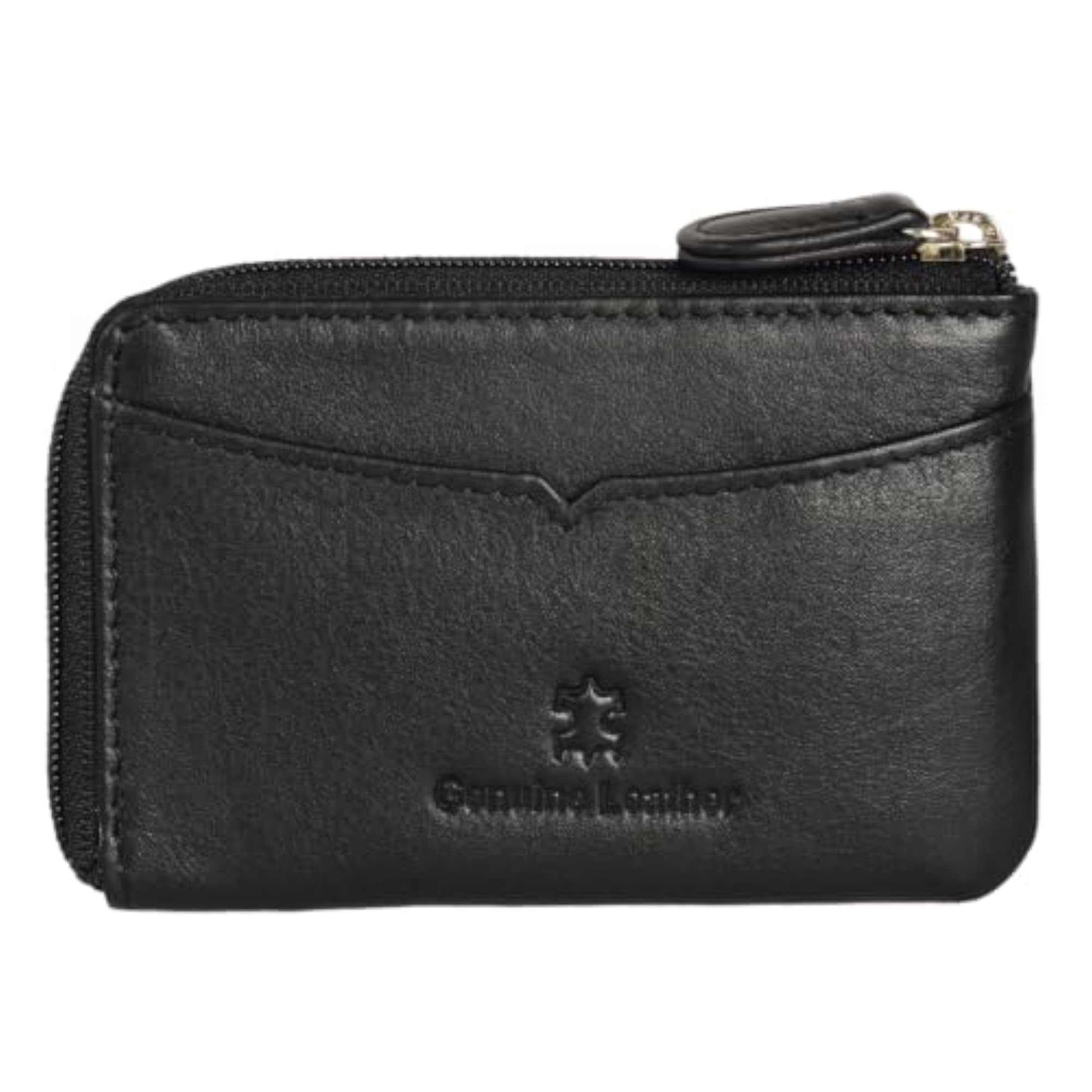 Black Genuine Leather Coin Purse, Compact Mini Wallet Pouch