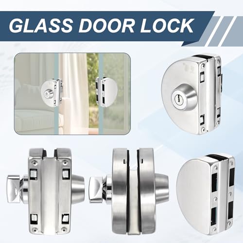 Verrou de porte en verre double battant pour sécuriser vitre de 10-12 mm - 6