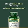 Nature's Bounty Ginkgo Biloba, Supports Healthy Brain Function, Herbal Supplement, 60 Mg, 200 Capsules
