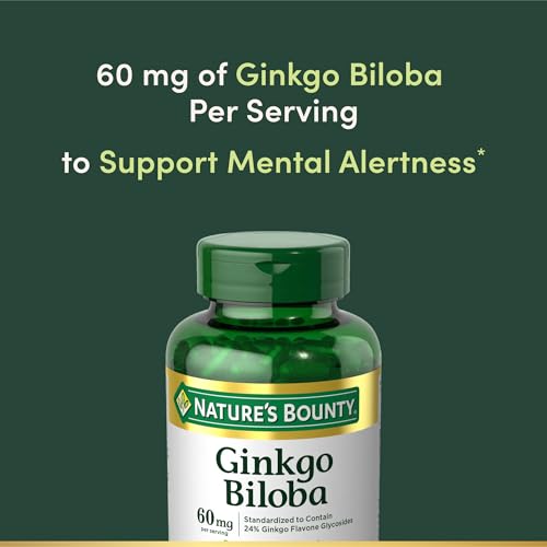 Nature's Bounty Ginkgo Biloba, Supports Healthy Brain Function, Herbal Supplement, 60 Mg, 200 Capsules - Image 4