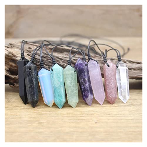 Reiki Chakra Cristal Pingentes Ponto Duplo Esconder Corda Colares, Cura Quartzo Ametistas Obsidiana