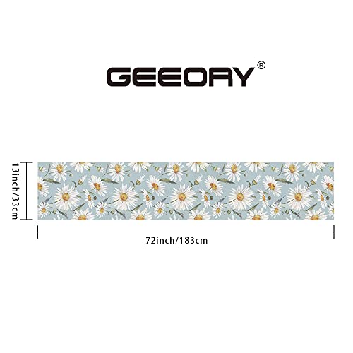 Geeory Daisy Blue Spring Table Runner 72 Inch, Summer Farmhouse Rustic Holiday Kitchen Dining Table Decorations For Indoor Outdoor Dinner Party Décor Gt034 #TOP7