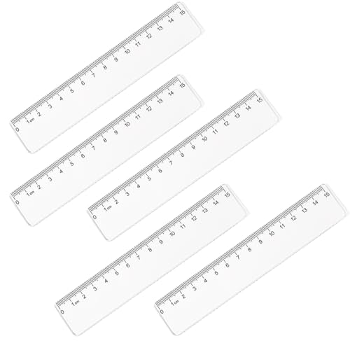 Visxcnu 5Règle 15 cm en plastique, transparent,Lot de plate Double Décimètre Essentials Plastique- Durable - Flexible - Pour artistes, designers,...