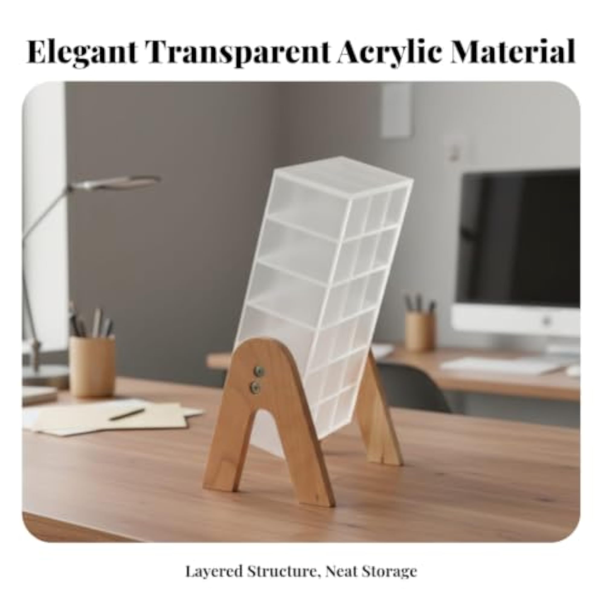 Narrow Slots Acrylic Lipstick Rack with Divided Compartments