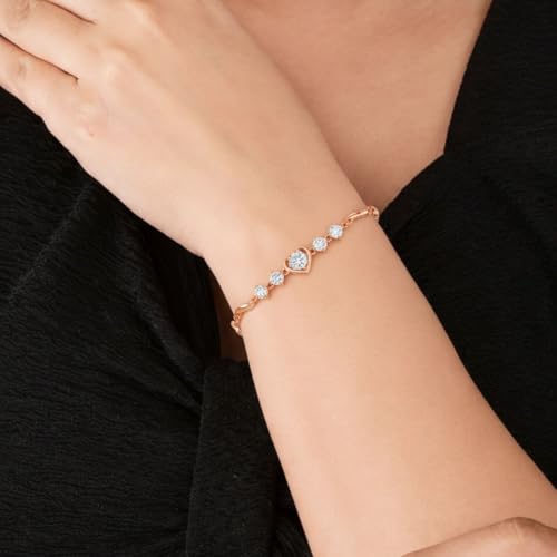 Image of Nilu's Collection Rose Gold And Silver Plated Heart Shape Jewellery Set For Women