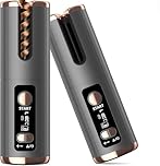 Cordless Hair Curler, Automatic Curling Iron Ceramic Rotating Hair Curler 6 Temperatures & Timer Settings 5000mAh Rechargeable Hair Curling Iron Wand Anti-Tangle for Home Salon Travel Use