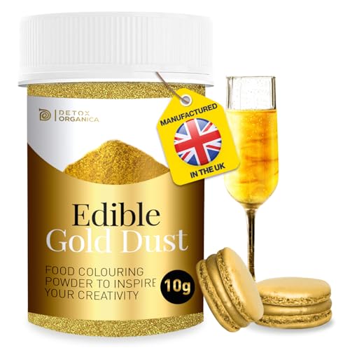 Edible Gold Dust for Cakes 10g - Gold Luster Dust Edible Glitter Shimmer for Cakes - Edible Cake Decorations - Perfect for Icing Muffins Drinks and Cake Decorations - Vegan Gluten Free