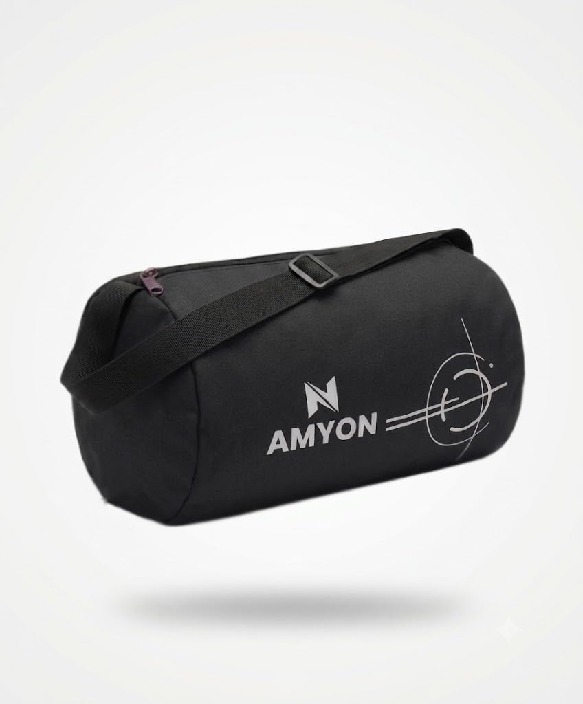 Aymon Basic Polyester Duffle Bag for Men & Women, Side Mesh Pocket, Workout & Training Bag, Suitable for Gym, Fitness, Sports & Travel with Adjustable Shoulder Strap (Black/Grey), Capacity-11L-image-36