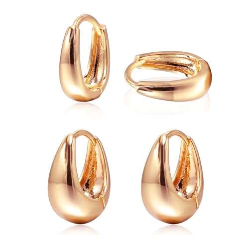 Krstudent Gold Hoop Earrings Pack 18K Rose Gold Plated Small Hypoallergenic Hoop Huggie Earrings Set for Women Girls