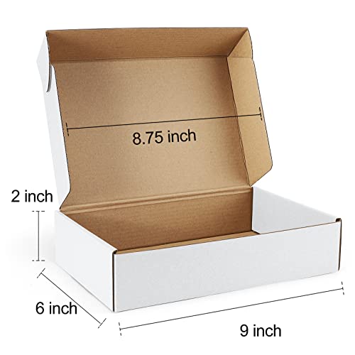 Poever Shipping Boxes 9X6X2 Inches White Small Mailing Boxes 25 Pack Cardboard Corrugated Box Mailers #TOP2