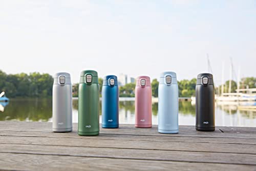 Emsa N21517 Travel Mug Light Isolierbecher, Fassungsvermögen: 0,4 L, extra-schlankes Format, Leichtgewicht, Edelstahl, Klappverschlusssystem, 100% dicht, 8h heiß/16h kalt, Schwarz 3