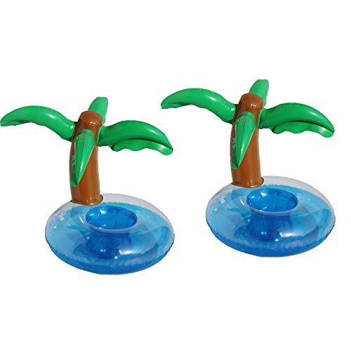 BinaryABC Inflatable Coconut Tree Palm Trees Drink Holders Drink Floaties, Pool Drink Holder Floats, Inflatable Floating Drink Cup Holder,Hawaii Summer Pool Party Drinks Favors,2Pcs