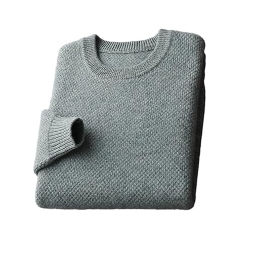 Men's Thickened Merino Wool Pullover Round Neck Long Sleeve Knitted Warm Sweater Loose Top