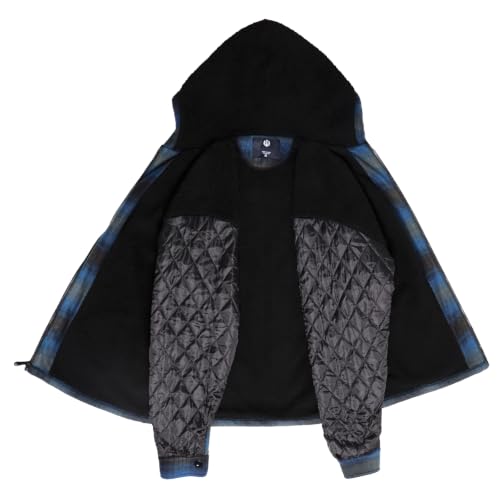 Image of TanBridge Men's Cotton Plaid Shirts Jacket Full Zip Fleece Flannel Sherpa Lined Hoodies Heavyweight Hoodies Jacket for Men