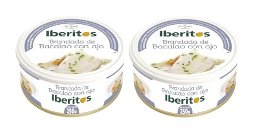 Brandada de Bacalao con Ajo Iberitos 250g – Crema Gourmet Lista para Consumir Untable Suave y Cremosa | Ideal para Aperitivos, Tostas y Recetas (PACK 2)