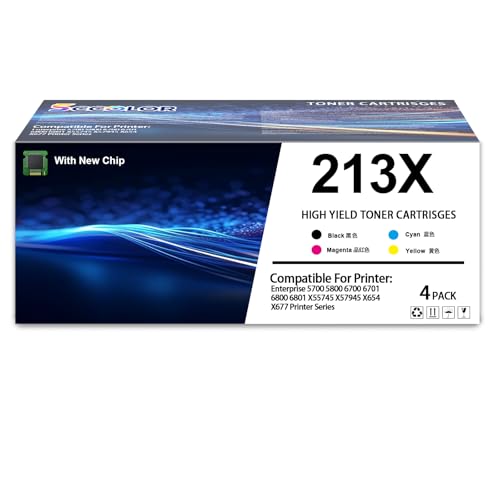 Image of 213 213X Toner Cartridge High Capacity W2130X W2131X W2132X W2133X Toner Cartridge Replacement for HP 213X Toner Works Enterprise 5700 5800 6700 6701 6800 6801 X55745 X57945 X654 X677 Series Printers